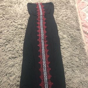 Boho Embroidered Strapless Dress